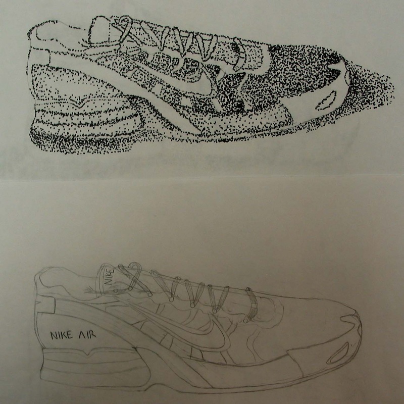 Contour/Stipple Shoes - South Central High School Visual Art Department.